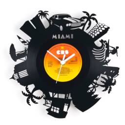 Wall Clock - Vinyl Record Reuse Recycling Sustainable Design Wall Decoration- Miami