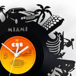 Wall Clock - Vinyl Record Reuse Recycling Sustainable Design Wall Decoration- Miami - thumbnail 3