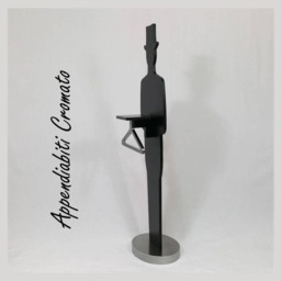 Minimalist Men's Coat Rack Black Wooden Jacket Holder, Italian Design - thumbnail 3