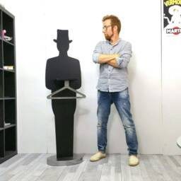 Minimalist Men's Coat Rack Black Wooden Jacket Holder, Italian Design - thumbnail 4