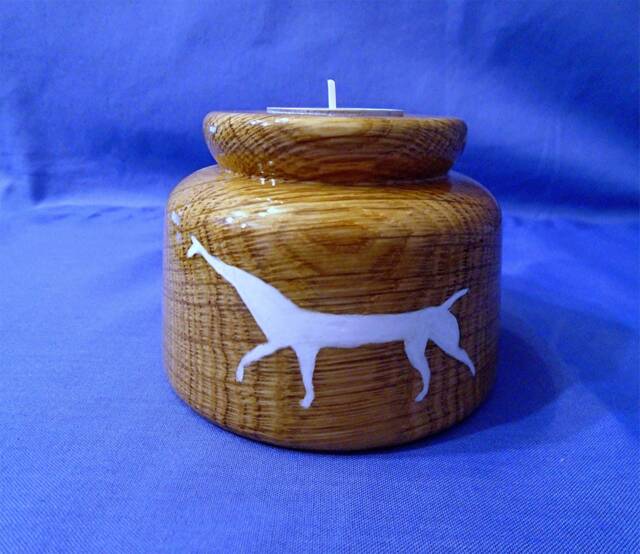 Handmade & Hand-Painted Wooden Tea-Light Holder With The White Horse-Wiltshire