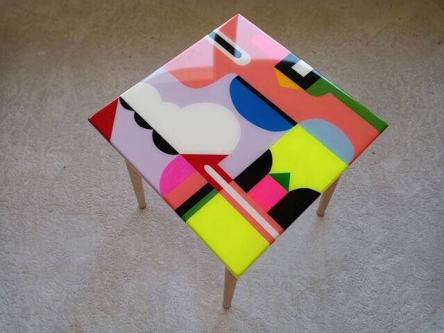 Handmade Colorful Resin Coffee Table, Funky Boho Art Accent Table - image 1