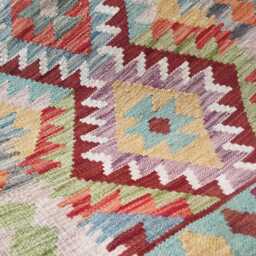 Afghan Kilim Rug, Handmade Artisan Multicolour Turkish Persian Navajo Moroccan Bohemian Flatweave, Natural Wool Dhurrie Rug 130x79 cm - thumbnail 4