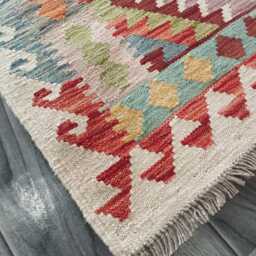 Afghan Kilim Rug, Handmade Artisan Multicolour Turkish Persian Navajo Moroccan Bohemian Flatweave, Natural Wool Dhurrie Rug 130x79 cm - thumbnail 3