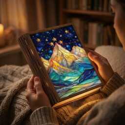 Cozy Glow Library Booknook, Wooden Book Nook Lamp, Fantasy Bookshelf Insert, Unique Decor, Gift For Lovers - thumbnail 3