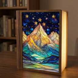 Cozy Glow Library Booknook, Wooden Book Nook Lamp, Fantasy Bookshelf Insert, Unique Decor, Gift For Lovers - thumbnail 2