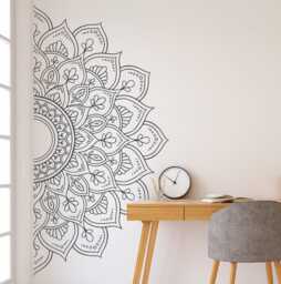 Half Mandala Wall Decal Boho Zen Vinyl Sticker, Yoga Studio Art Lw67 - thumbnail 1