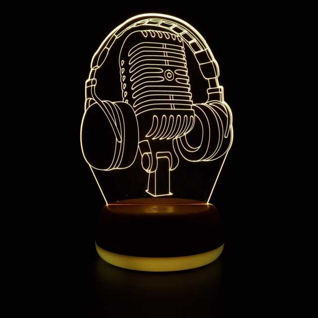 Headphones & Microphone Led Night Light, Music Gift, Singer Lights, Bedroom Light - image 1