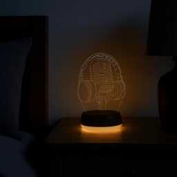 Headphones & Microphone Led Night Light, Music Gift, Singer Lights, Bedroom Light - thumbnail 3