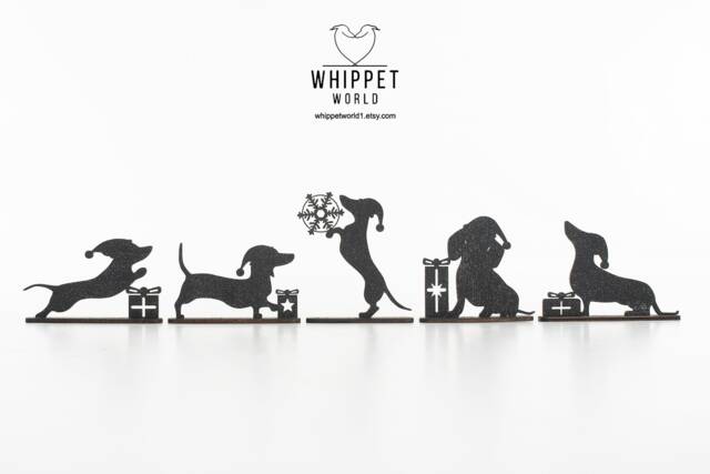 Sparkly Black Acrylic Dachshund Christmas Ornaments - Set Of 3 Or 5 - image 1