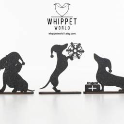 Sparkly Black Acrylic Dachshund Christmas Ornaments - Set Of 3 Or 5 - thumbnail 3