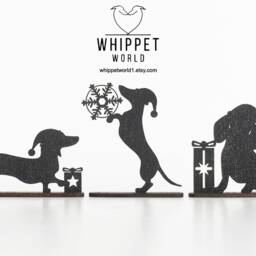Sparkly Black Acrylic Dachshund Christmas Ornaments - Set Of 3 Or 5 - thumbnail 2