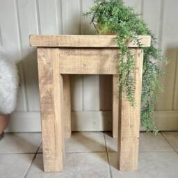 Chunky Rustic Pine Side Table Sofa End Table - thumbnail 3