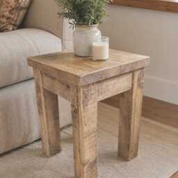 Chunky Rustic Pine Side Table Sofa End Table - thumbnail 2