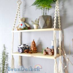 Boho Macrame Shelf, Floating Wall Bathroom Plant Decor, Hanging Shelf S02 - thumbnail 2