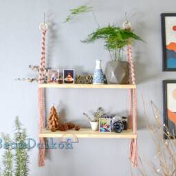 Boho Macrame Shelf, Floating Wall Bathroom Plant Decor, Hanging Shelf S02 - thumbnail 3