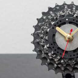 Unique Birthday Gift For Cyclist Boyfriend Or Husband, Amazing Desk Clock Made Out Of Bike Gears, Steampunk Accent Him - thumbnail 3