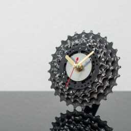 Unique Birthday Gift For Cyclist Boyfriend Or Husband, Amazing Desk Clock Made Out Of Bike Gears, Steampunk Accent Him - thumbnail 2