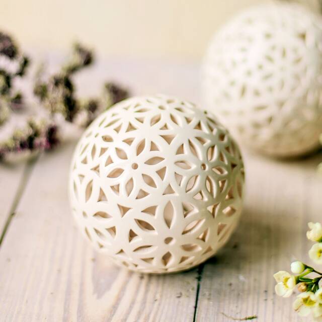 Floral Ceramic Tea Light Holder Decorative Candle Lantern - image 1
