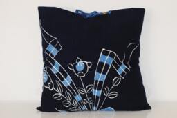 Indigo Flower Pillow Cover - Navy Cover, Japanese Pillow, Throw - thumbnail 1