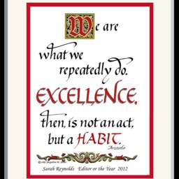 "Custom ""Excellence"", Motivational Gift, Free Personalizing, Reward Success, Hand Lettered Print, [Rofessionally Matted & Framed, 8""x10" - thumbnail 2
