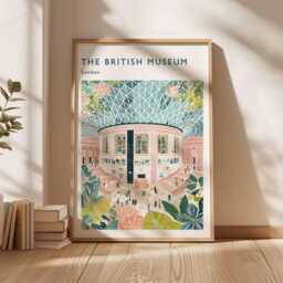 British Museum Travel Poster London Landmark Art Print - thumbnail 2
