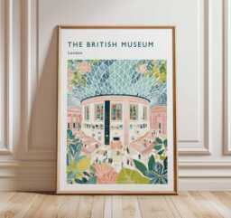 British Museum Travel Poster London Landmark Art Print - thumbnail 1