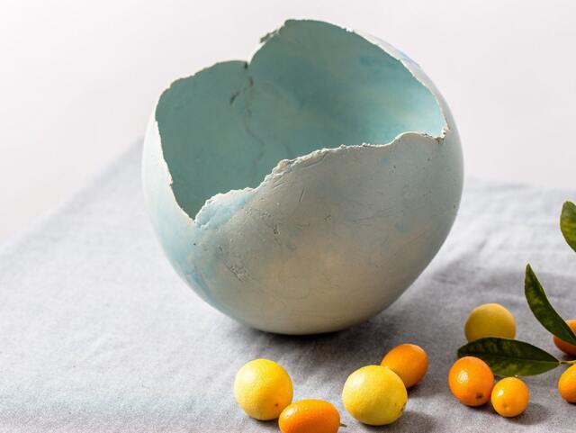 x-Large Sky Blue Ceramic Handmade Planter Pot, Extra Large Succulent Indoor Planter, Ball Shape Housewarming Gift - image 1