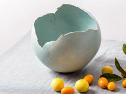 x-Large Sky Blue Ceramic Handmade Planter Pot, Extra Large Succulent Indoor Planter, Ball Shape Housewarming Gift - thumbnail 1
