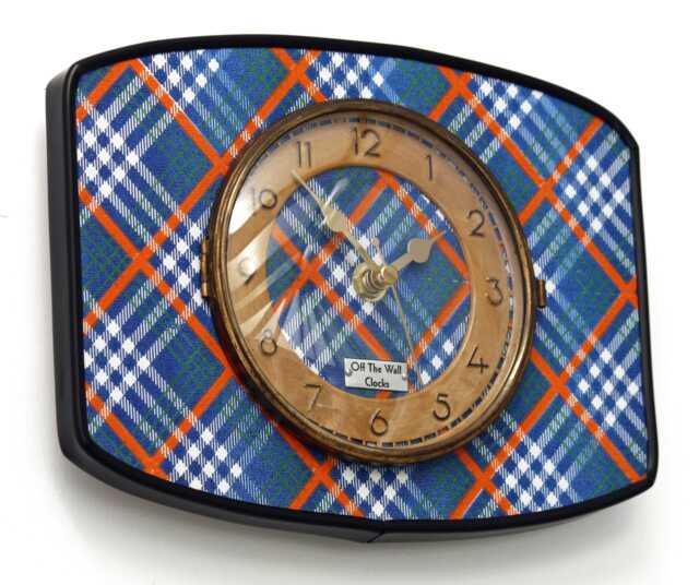 Tartan Wall Clock - New 23cm Handmade Mid Century Style Retro Vintage French Gift Off The Clocks - image 1