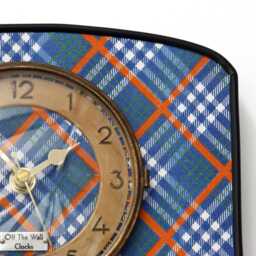 Tartan Wall Clock - New 23cm Handmade Mid Century Style Retro Vintage French Gift Off The Clocks - thumbnail 3