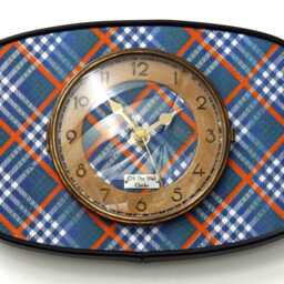Tartan Wall Clock - New 23cm Handmade Mid Century Style Retro Vintage French Gift Off The Clocks - thumbnail 2