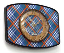 Tartan Wall Clock - New 23cm Handmade Mid Century Style Retro Vintage French Gift Off The Clocks