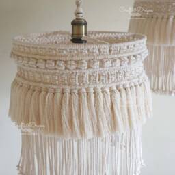 Boho Fringe Chandelier - Macrame Pendant Light Tassel Home Decor Ceiling Lighting Cotton Lampshade - thumbnail 4
