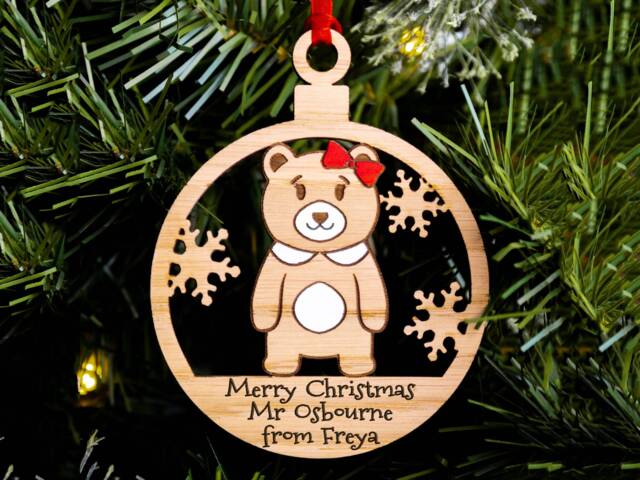 Teachers End Of Term Christmas Gift, Tree Decoration, Personalised Present, Engraved Xmas Ornament, Stocking Filler, Girl Female - image 1
