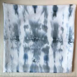 White Denim, Blue & Grey Hand Dyed With Stitch Detail, Set Of 2 - thumbnail 3