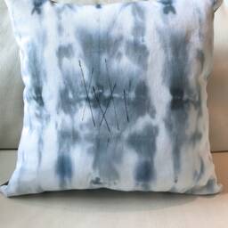 White Denim, Blue & Grey Hand Dyed With Stitch Detail, Set Of 2 - thumbnail 2