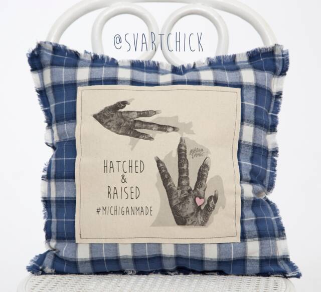 Hatched & Raised - Blue Plaid Pillow - image 1