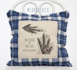 Hatched & Raised - Blue Plaid Pillow - thumbnail 1
