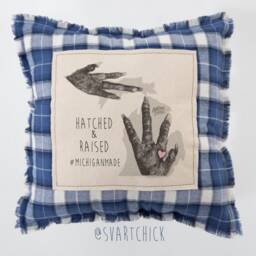Hatched & Raised - Blue Plaid Pillow - thumbnail 3