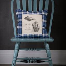 Hatched & Raised - Blue Plaid Pillow - thumbnail 4