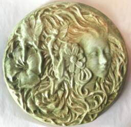 Green Maiden Wall Hanging/Green Lady/Garden Fairy Plaque/Flora Art/Round Decor/Earth Mother/Gaia in Art/Glastig/Scottish Foklore/Faun - thumbnail 1