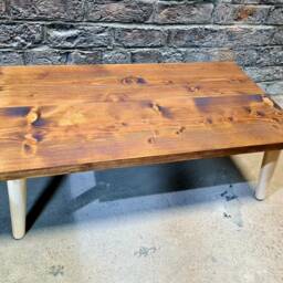 Rustic Reclaimed Wood Coffee Table Scandinavian Style Low Table - thumbnail 3