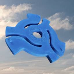 Blue Pop Art 45 Adapter Sculpture, Handmade Vinyl Record Wall - thumbnail 2