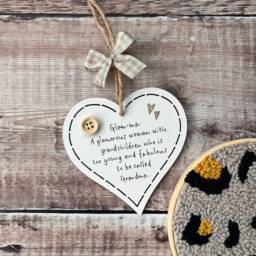 Glam-Ma Wooden Heart Plaque Handmade Grandma Gift - thumbnail 3
