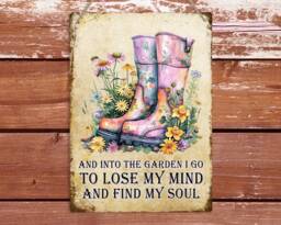 Into The Garden I Go Metal Tin Sign, Inspirational Gardening Wall Plaque, Gardener Woman Home Art Decor, Shed Patio Plant Lover Gift - thumbnail 1