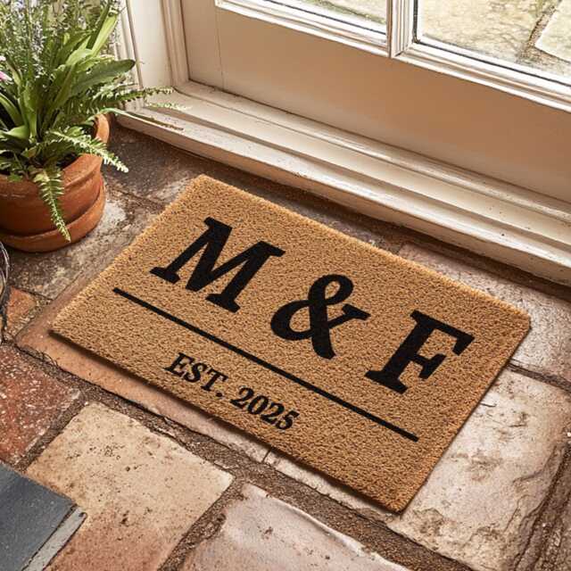 Personalized Initial Monogram Home Decor - Gift For New Homeowners Classic Family Inital Doormat Entryway - image 1