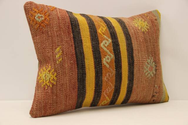 Throw Kilim Pillow 14x20 Inches - 35x50 cm Anatolian Kelim Turkish Pillow Kilim Cushion Art Deco Cover Sofa 4Bef-388 - image 1