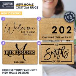 Custom New Home Welcome Mats - Personalized Rugs Housewarming Gifts Doormats Closing Gift Front Door Monogram - thumbnail 1