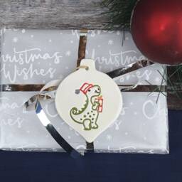 Dinosaur, Christmas Dinosaur Tree Decoration, Handmade Ceramic Decoration, Xmas, Decor - thumbnail 2